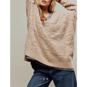 FREE PEOPLE Pointelle Pullover Oversized Sweater Size XS/S